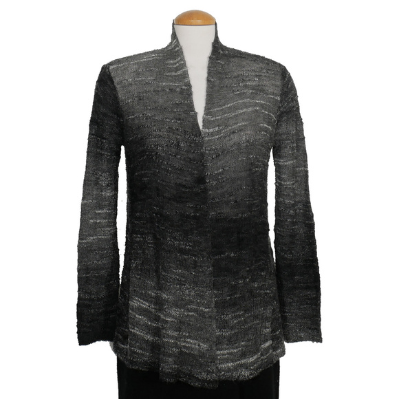 Gray Mohair Wool Boucle Ombre Slub Cardigan XS
